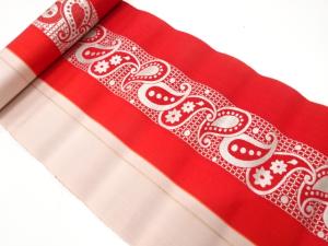 アンティーク　ペイズリー模様織り出し　八寸帯地反物